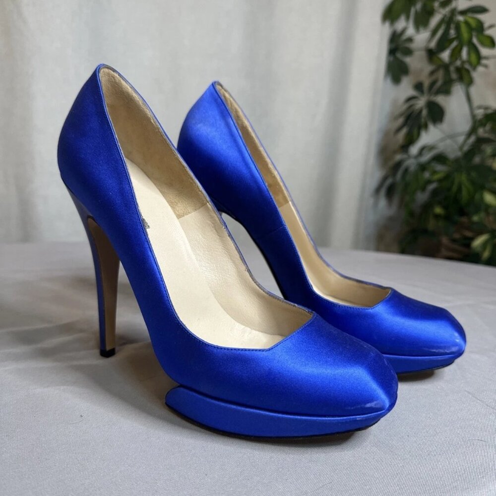 Nicholas Kirkwood Blue Platform Pumps Heels Size 39 Used Once